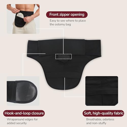 DERAYMI Ostomy Belt for Ostomy Bag Men and Women Colostomy Bags Supplies Adjustable Ostomy Support Belt, Black - Image 3