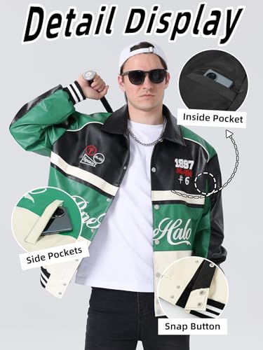 Image of Unisex Racing Jacket for Women Leather Jacket Women Oversized Trendy Streetwear