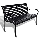 vidaXL Banco de Jardín con Estructura de Acero Negro Asiento de Patio Exterior
