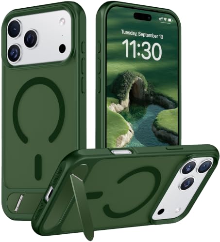 Image of Temdan Designed for Phone 18 Pro /17 Pro Case, [Built-in Invisible Kickstand][Compatible with MagSafe][Military Grade Shockproof] Slim Translucent Matte Phone Case for Phone 18 Pro /17 Pro 6.3 inch