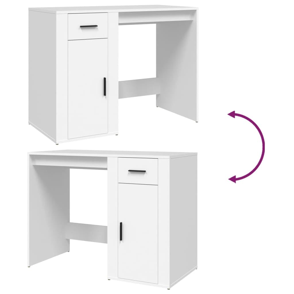 Scrivania,Supporto per stampante,Piccola postazione di lavoro in casa,Scrivania per computer in stile moderno,Scrivania Bianca 100x49x75 cm in Legno Multistrato
