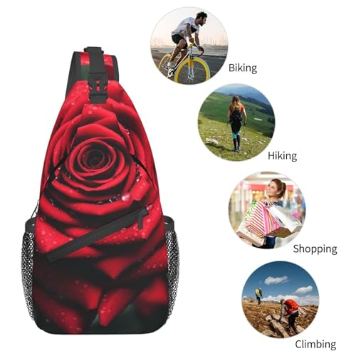 Bolso cruzado tipo sling unisex negro con diseño floral miniatura 5