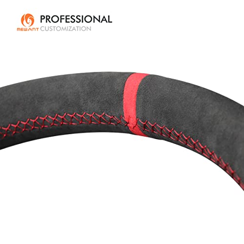 Mewant Alcantara Hand Stitched Car Steering Wheel Cover For Porsche 718 Boxster 2016-2022/718 Cayman 2017-2022 / Cayenne 2014-2022/ Panamera/Macan / 911 2015-2019/918 Spyder #TOP4
