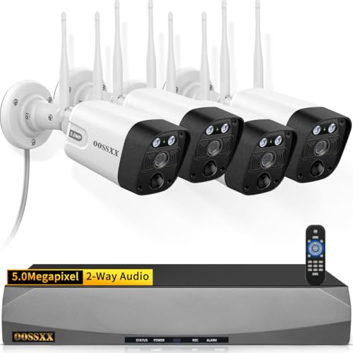 OOSSXX 5.0MP Dual Antennas Enhance Wireless Outdoor Security Camera System WiFi Video Surveillance Cameras Systems