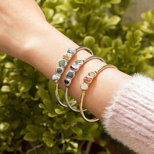 1-5 Raw Crystal Birthstone Bangle Adjustable Family Birthstone Bracelets Memorial Jewelry Mother's Day Gift for Her/Mom/Grandma/Wife4