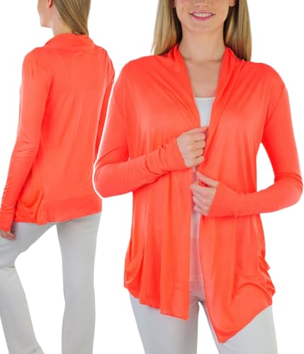 Image of ToBeInStyle Womens Open Front Long Sleeve Lightweight Asymmetrical Draped Cardigan with Side Pockets