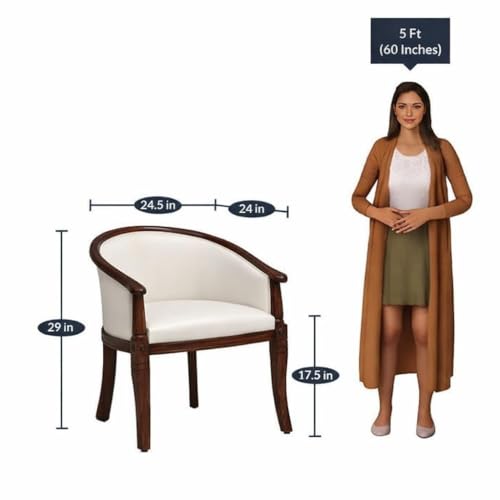 Image of Solid Wood Arm Chair for Living Room Honey Oak Finish Wooden Armchairs Home Decor Furniture New (Walnut Colour)