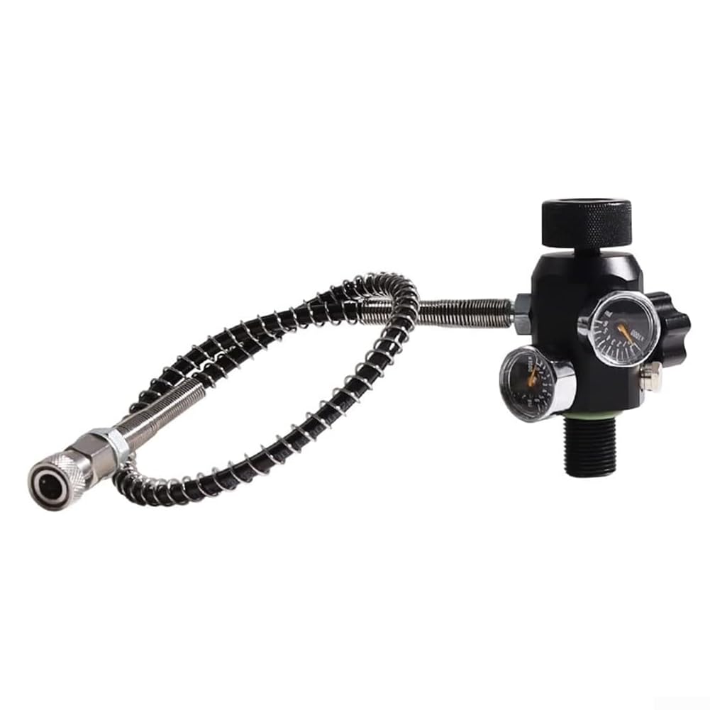 Válvula de buceo de aluminio de cobre calibre 6000 PSI | Se adapta a cilindros DIN, rosca de 18 mm x 1,5, calibre doble negro, peso de 371 g, diseño resistente portátil