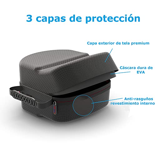Funda rígida para Meta Quest 3S y 2 con diseño de diamante negro para transporte seguro 3