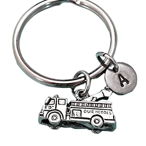 Fire truck keychain, fire truck charm, firefighter keychain