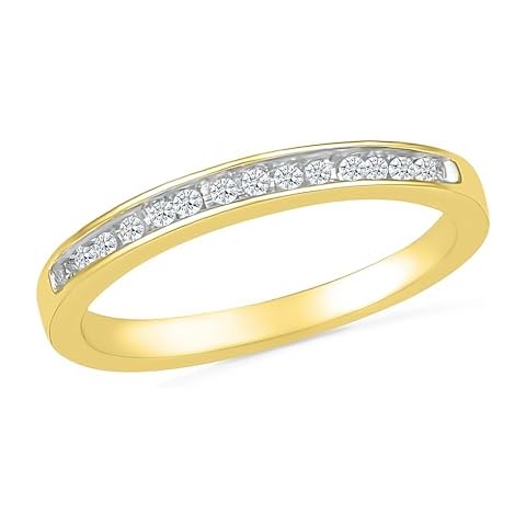 DGOLD 10KT Yellow Gold Round Diamond Anniversary Ring (1/10 CTTW), 7.5 Cover
