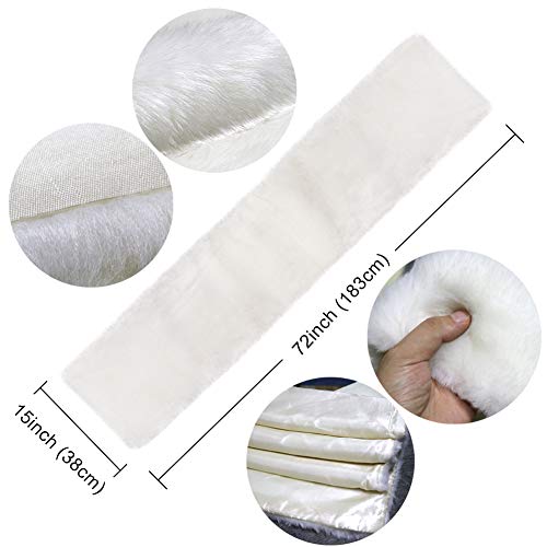 OurWarm Christmas Table Runner 72 x 15 Inch, Snowy White Faux Fur Table Runner for Christmas Table Decorations