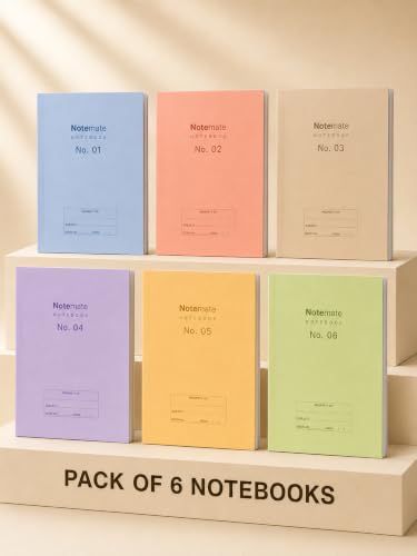 Image of DOODLE Notemate A4 Notebook Pack of 6 | 160 Pages Each | Smooth Paper | Minimal Design Notebooks for School, College, Office, Notes, Lists, Study & Everyday Writing