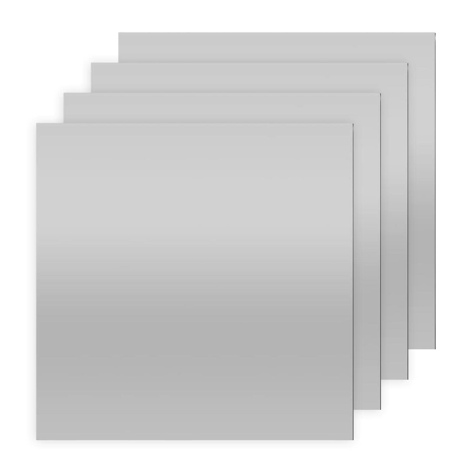 SKKWJEGE 4 Pieces Wall Stickers Mirror Wall Mirror Tiles Sticky for Background Gym 20 cmx20 cm, Silver, 20x20 cm