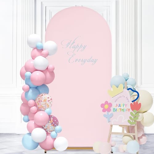 Image of SoarDream Pink Spandex Arch Cover 6FT Wedding Arch Backdrop Cover Stretchy Backdrop Chiara Wall Arch Stand Cover for Wedding Birthday Balloon Decorations- Ideal for Balloon Arches