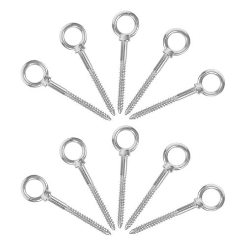 Boulons à œil autotaraudeurs 8 mm Veemoon en acier inoxydable 304 pour suspension, lot de 10