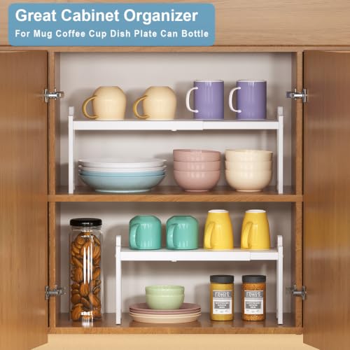 Image of Narrow Expandable Cabinet Shelf Organizer, Kitchen Countertop Storage
