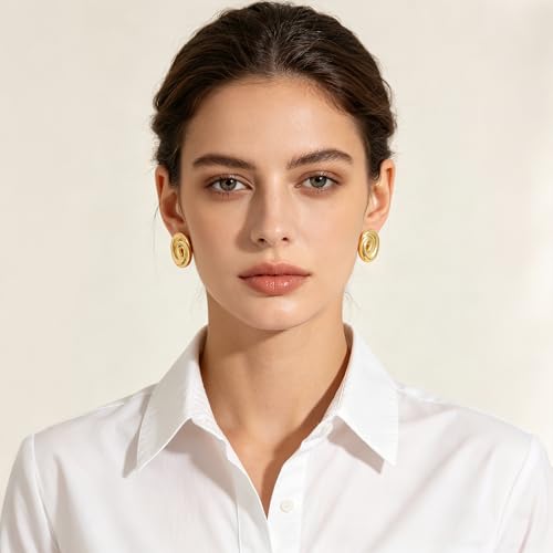 Aretes Clip On de Latón con Baño de Oro 14K miniatura 4