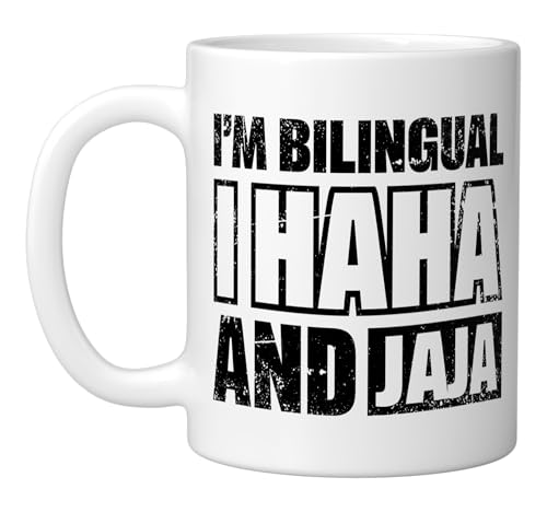 Taza de cerámica 11 oz I’m Bilingual I Haha And Jaja blanca miniatura 1