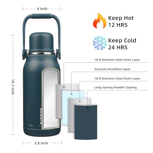 Image of BJPKPK Stainless Steel Insulated Bottle with Handle & Strap, 40oz