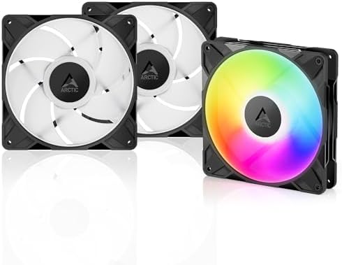 Arctic P14 Pro A-RGB - 3 Pack - Powerful Premium Fan, 140 mm PWM Fan with Y-Cable Splitte, 400-2500 RPM, 0 RPM <5% PWM, 5V Digital RGB, Fluid Dynamic Bearing, 4-Pin - Black