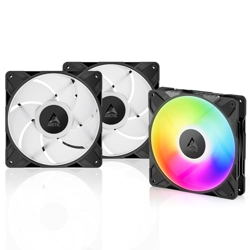 ARCTIC P14 Pro A-RGB - 3 Pack - Powerful Premium Fan, 140 mm PWM Fan with Y-Cable Splitte, 400-2500 RPM, 0 RPM <5% PWM, 5V Digital RGB, Fluid Dynamic Bearing, 4-Pin - Black