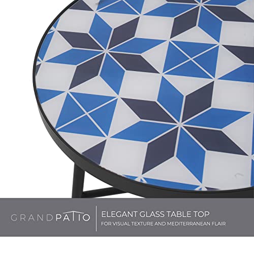 Grand Patio Outdoor Fieja Pe Wicker Olefin Steel Boho Modern 3-Piece Bistro Set, Black #TOP4