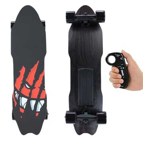 Oiyekntd Elektrisches Skateboard mit Fernbedienung, verschleißfesten PU-Rollen, 7-lagigem Ahornholz, 25 km/h Höchstgeschwindigkeit, Outdoor-Sport-Skateboard für Erwachsene aus Ahornholz für Fahrten C
