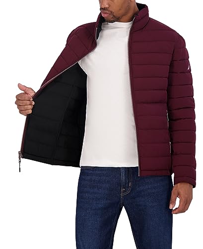 Image of Nautica Men's Reversible Quilted Puffer Jacket -Midweight Mechanical Stretch Winter Coat