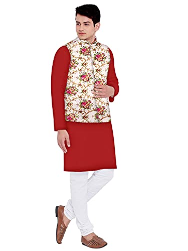 Image of Os mens kurta pyjama with nerhu jacket combination of baap-beta & father and son's | 100% cotton kurta pyjama | Nerhu jacket satin material