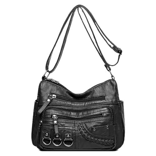 Sac à bandoulière multi-poches en cuir souple pour femme quotidien
