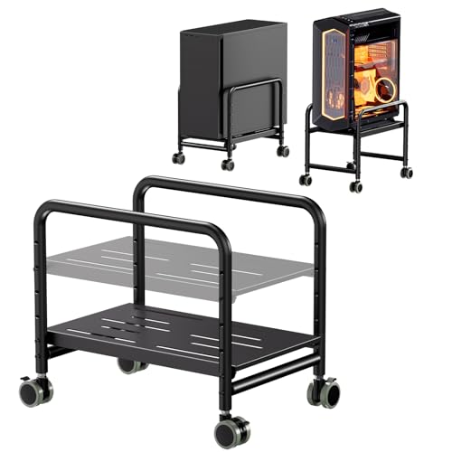 PUTORSEN Computer Tower Stand Under Desk - Height Adjustable PC Stand for Most Mid-Tower, Rolling CPU Holder with 360° Locking Wheels, Max Load 66 lbs, Black