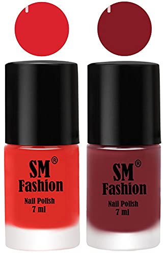 Image of Long Lasting Nail Polish | Nail Paint Combo 7 ml Each) - Set of 2 Candy Orange-Plum