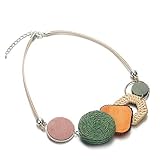 Caiyao Acrylic Pendant Necklace Fashion Colorful Resin Charms Chunky Necklace Boho Chic Charm Statement Necklace Rainbow Color Geometric Chunky Necklace for Women-B Style