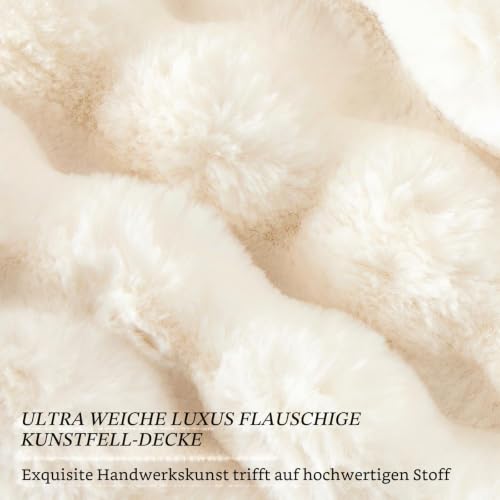 IKALIFE Kuscheldecke Flauschig Bubble Wolldecke 150x200cm Creme – Ansicht 6