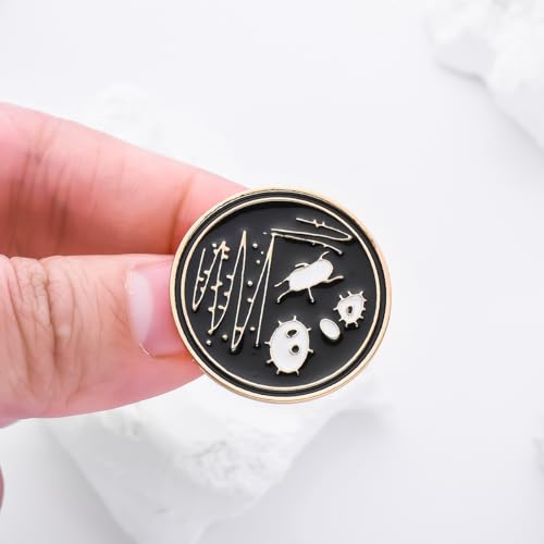 Image of Dr's gift Bacterial Petri Dish Enamel Brooch Lapel Badge Pin for Backbag Hat Science Lab Jewelry for Microbiologists Biology Students Researchers Gift
