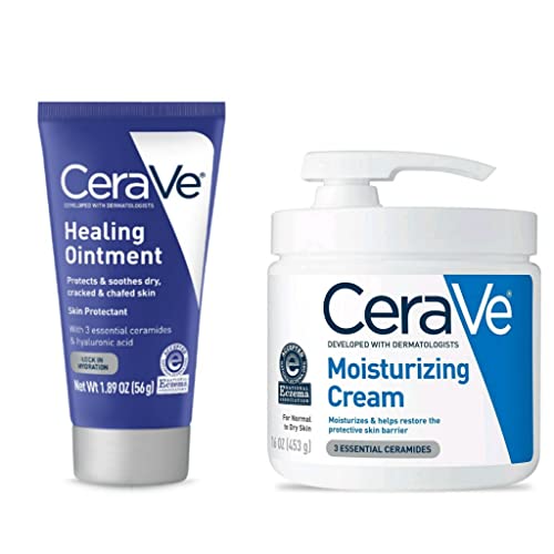 CeraVe Skin Care Bundle - Contains Moisturizing Cream with Pump (16 oz) and Travel Size Healing Ointment (1.89 oz)