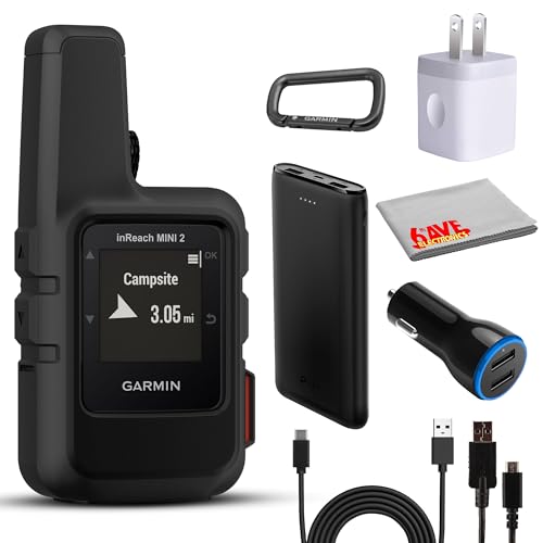 Garmin inReach Mini 2 Comunicador por satélite, diseño ligero y compacto, GPS portátil de mano para senderismo, dispositivo de mensajería de texto con accesorios (negro)