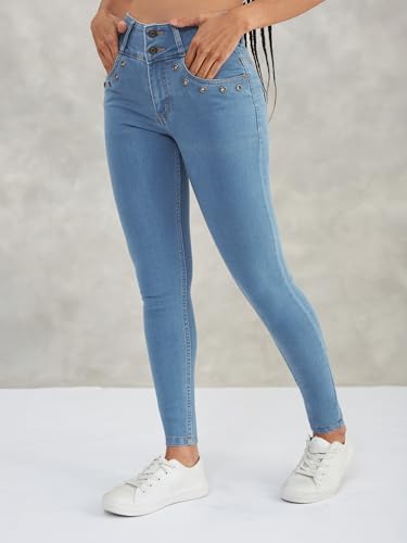 Image of Dolce Crudo Women's Skinny Fit High Rise Regular Length Stretchable Denim Pants