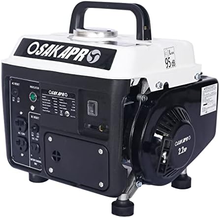 Rophefx Portable Gas Powered Generator 900W Low Noise Outdoor Little Camping Generator for Home Use, Black & White