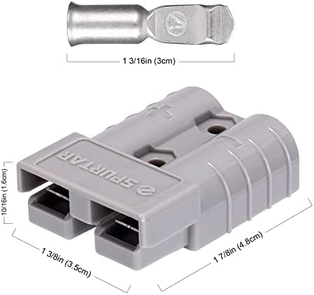 Spurtar 50A 6-12 AWG Battery Quick Connect/Disconnect Wire Harness Plug Connector Recovery Winch Trailer / 12-36V DC Winch Plug Quick Connector/Disconnector - UL Certified  Gray, 2 Pack