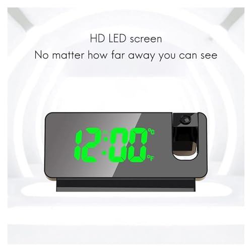 Reloj despertador digital LED que proyecta la hora con brillo atenuable y puerto USB para carga 6