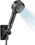 Alcachofa de ducha con filtro,Alcachofa Ducha Antical con Manguera de 1.5M,4 Modos de Rociado Cabezal de Ducha de Alta Presión, ducha alcachofa Ahorra Agua para agua dura -Negro