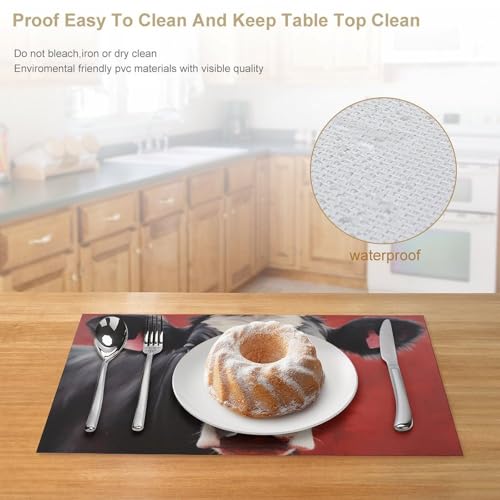 Sets de table rouge antidérapants lavables 45 x 30 cm pour table à manger