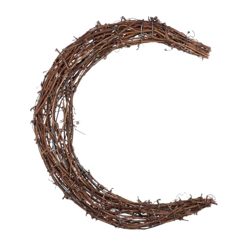 PRETYZOOM Natural Rattan Wreath Crescent Moon Decor Christmas Grapevine Wreaths