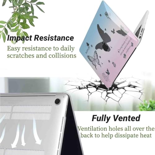 Funda para MacBook Air 15 M4 M3 M2 de plástico rígido con diseño de mariposas y protector de teclado 4