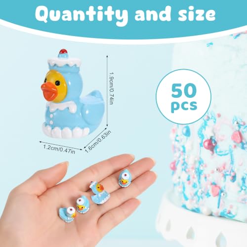 Image of 50 Pcs Cake Ducks Toy Figures, Mini Cake Resin Ducks Bulk | Tiny Cakes Figurine Dress up Duck Toy for Party Favors (Blue)