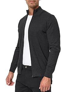 Indicode Herren Lau Strickjacke mit Stehkragen aus 80% Baumwolle | Cardigan für Männer Charcoal Mix, XL
