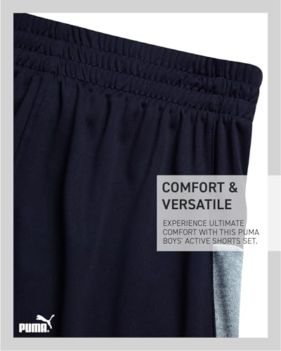 PUMA Conjunto de shorts esportivos para meninos - 2 peças de camiseta de ajuste seco e shorts de gin