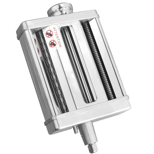 HOMGEN Pasta Maker Attachment for Kitchenaid - Professional All Stainless Steel 3 in 1 Pasta Roller & Cutter Attachment for KitchenAid Includes Roller,Spaghetti & Fettuccine Cutters Accessories etc